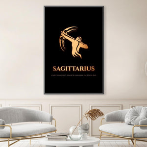 Sagittarius - Gold Canvas Art Clock Canvas