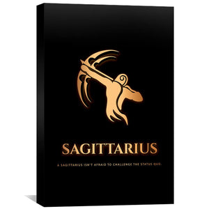 Sagittarius - Gold Canvas Art 30 x 45cm / Unframed Canvas Print Clock Canvas