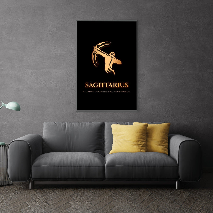 Sagittarius - Gold Clock Canvas
