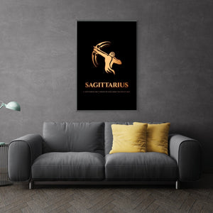 Sagittarius - Gold Clock Canvas