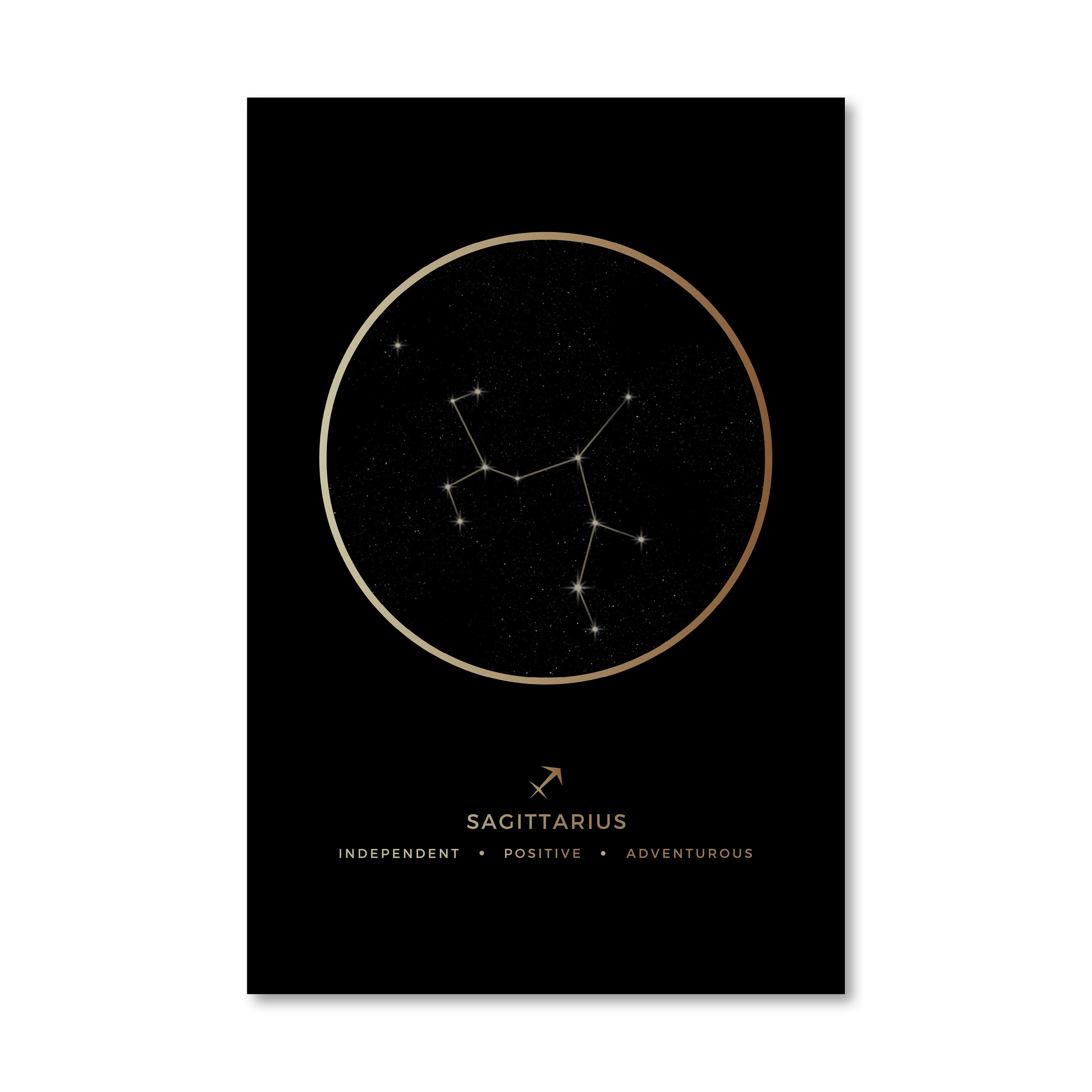 Sagittarius Traits Gold Canvas Art 40 x 50cm / No Board - Canvas Print Only Clock Canvas