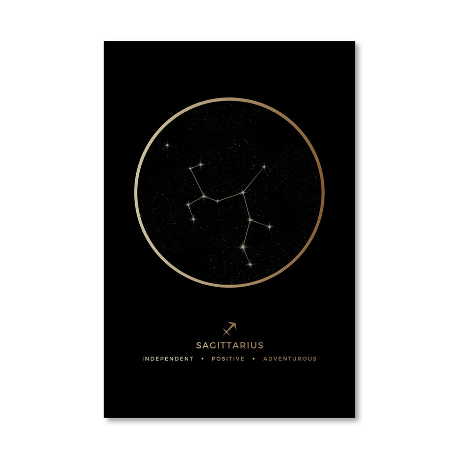 Sagittarius Traits Gold Canvas Art 40 x 50cm / No Board - Canvas Print Only Clock Canvas