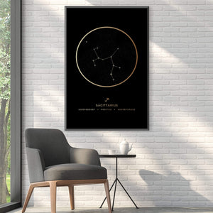 Sagittarius Traits Gold Canvas Art Clock Canvas