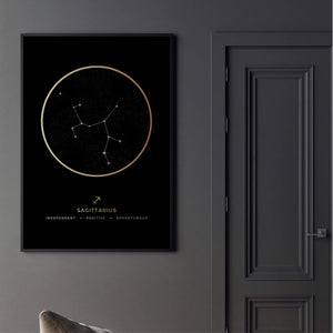 Sagittarius Traits Gold Canvas Art Clock Canvas