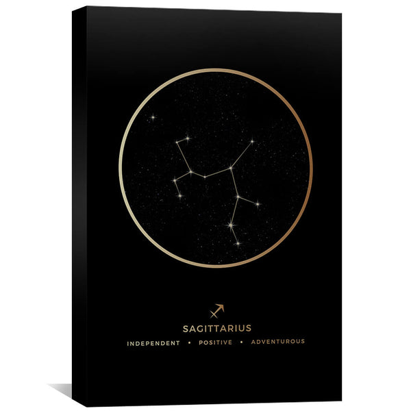 Sagittarius Traits Gold Canvas Art 40 x 60cm / Unframed Canvas Print Clock Canvas