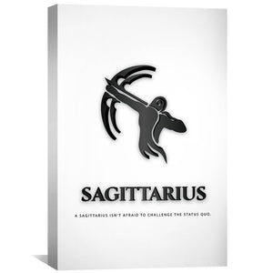 Sagittarius - White Canvas Art 30 x 45cm / Unframed Canvas Print Clock Canvas