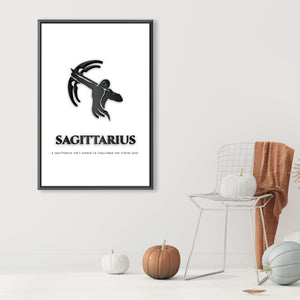 Sagittarius - White Clock Canvas