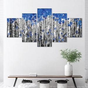 Sapphire Forest Canvas - 5 Panel Art 5 Panel / Large / Standard Gallery Wrap Clock Canvas
