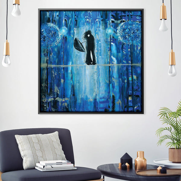 Sapphire Rain Romance Canvas Art 30 x 30cm / Unframed Canvas Print Clock Canvas