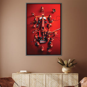 Schumacher Red Canvas Art 30 x 45cm / Unframed Canvas Print Clock Canvas
