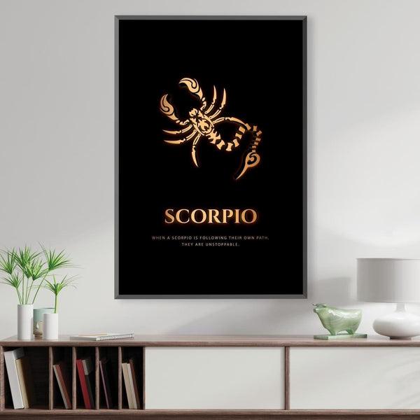 Scorpio - Gold Canvas Art Clock Canvas