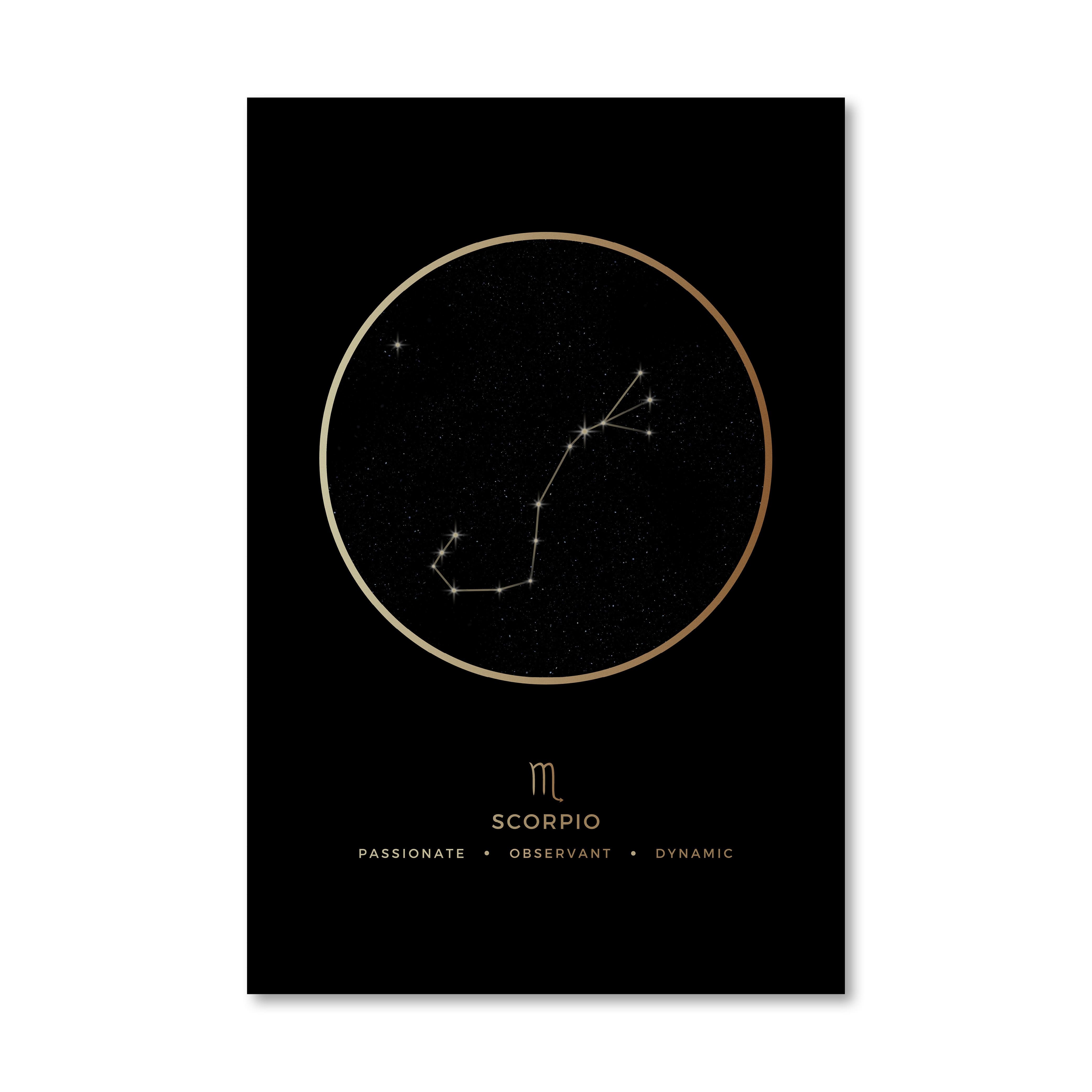 Scorpio Traits Gold Canvas Art 40 x 50cm / No Board - Canvas Print Only Clock Canvas