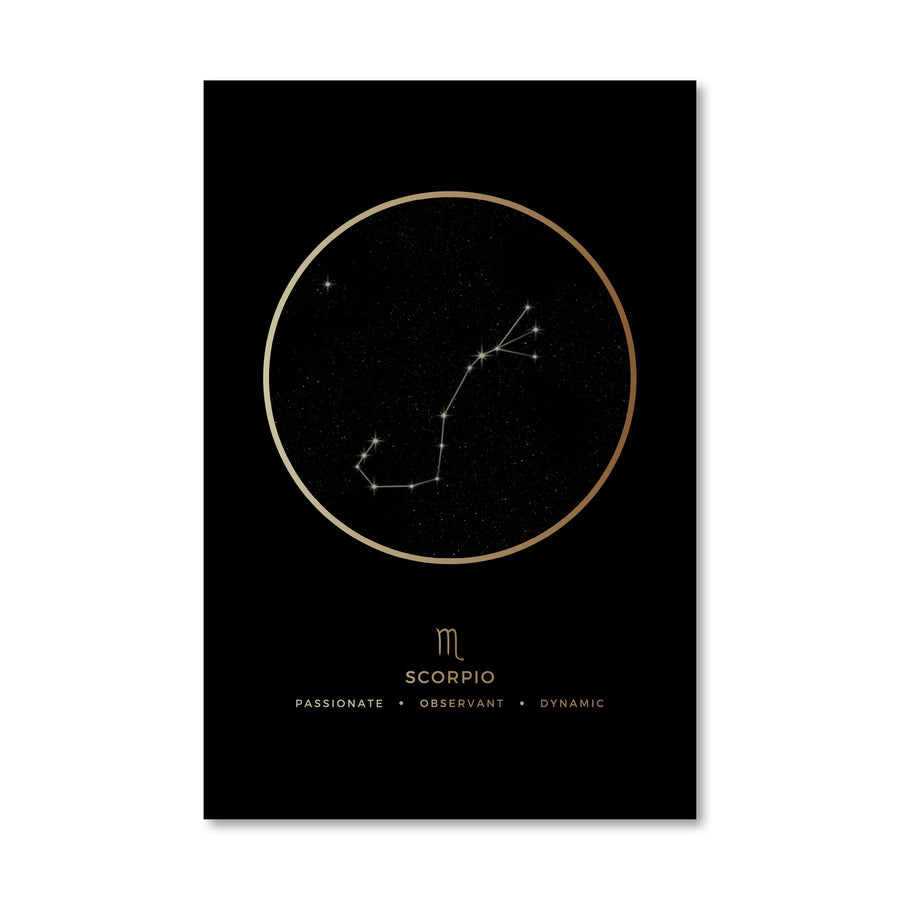 Scorpio Traits Gold Canvas Art 40 x 50cm / No Board - Canvas Print Only Clock Canvas