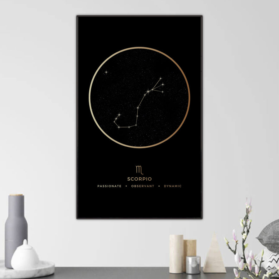 Scorpio Traits Gold Canvas Art Clock Canvas
