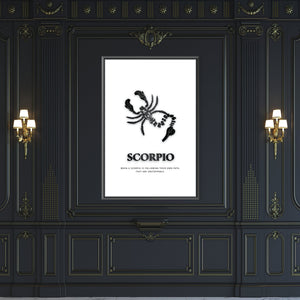 Scorpio - White Clock Canvas