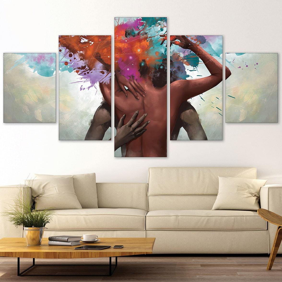 Sensual Embrace Canvas - 5 Panel product thumbnail