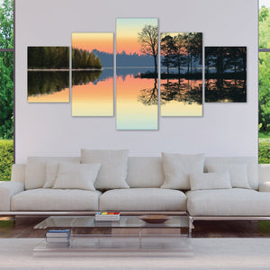 Serene Lake View Canvas - 5 Panel Art Clock Canvas