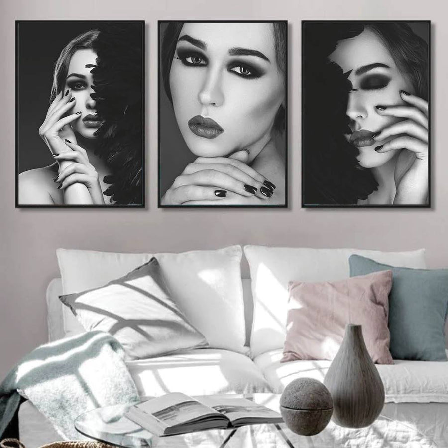 Shaded Beauty Canvas Art Set of 3 / 40 x 50cm / No Board - Canvas Print Only Clock Canvas