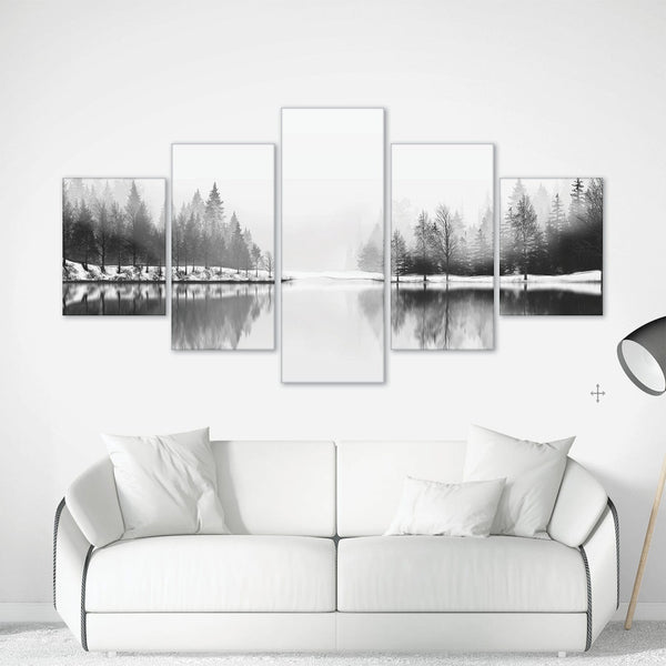 Shaded Lake Canvas - 5 Panel Art 5 Panel / Large / Standard Gallery Wrap Clock Canvas