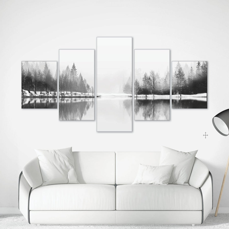 Shaded Lake Canvas - 5 Panel Art 5 Panel / Large / Standard Gallery Wrap Clock Canvas