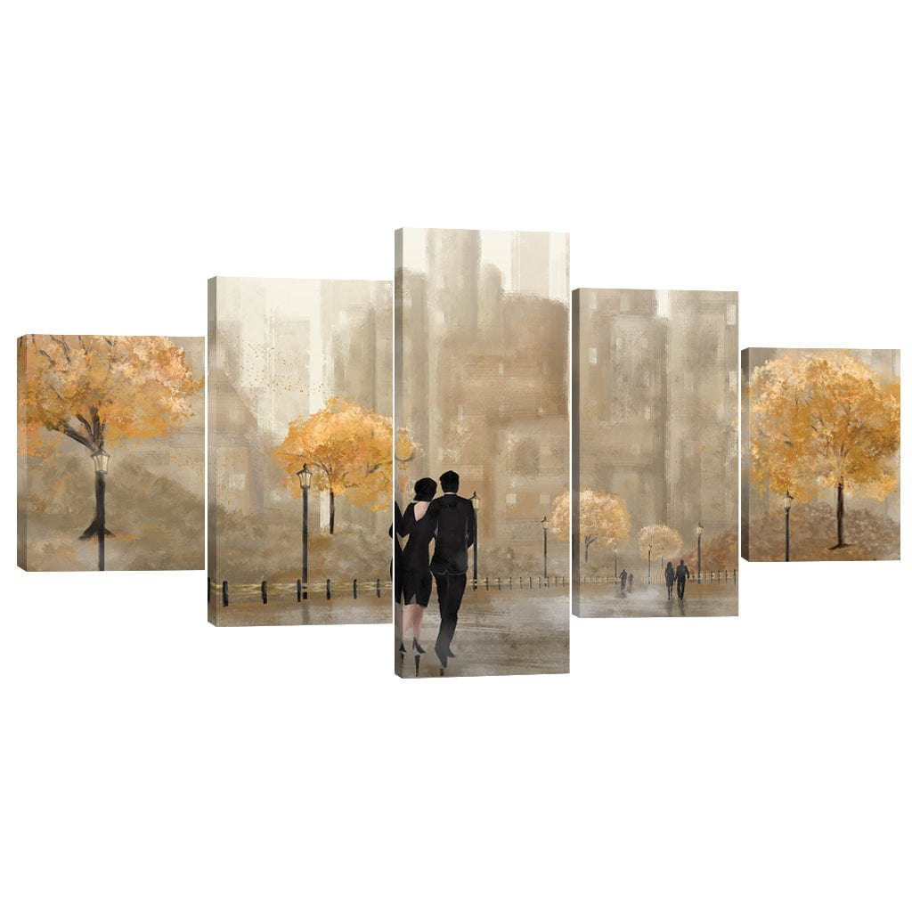 Shaded Strolls Canvas - 5 Panel Art Clock Canvas