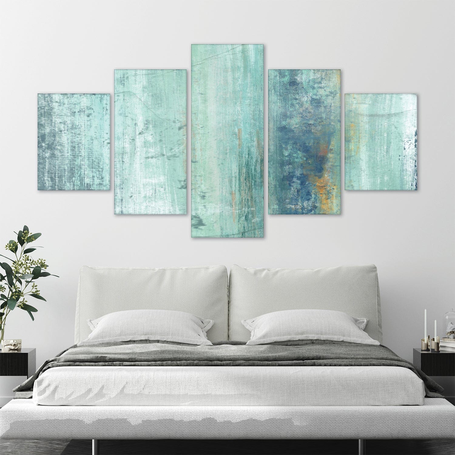 Shades of Turquoise Canvas - 5 Panel product thumbnail