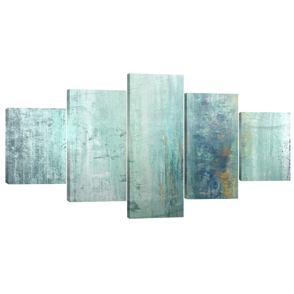 Shades of Turquoise Canvas - 5 Panel Art 5 Panel / Large / Standard Gallery Wrap Clock Canvas