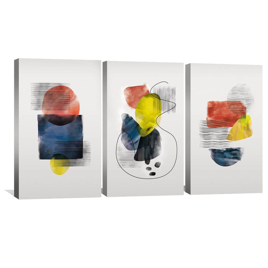 Shaped Montage Canvas Art Set of 3 / 30 x 45cm / Unframed Canvas Print Clock Canvas