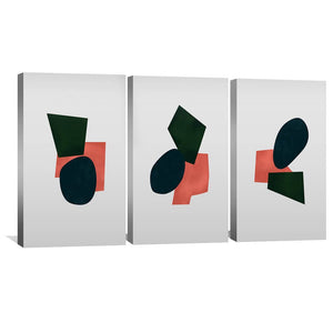 Shapes of Abstract Canvas Art Set of 3 / 30 x 45cm / Unframed Canvas Print Clock Canvas