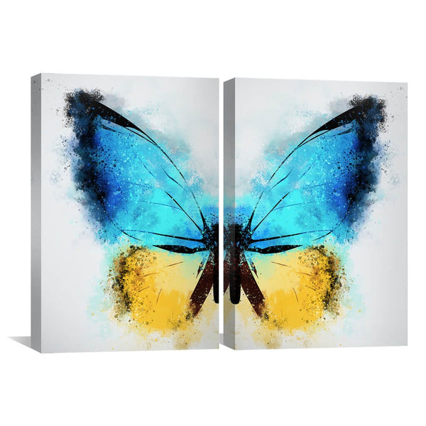 Shining Butterfly Canvas Art Set of 2 / 30 x 45cm / Unframed Canvas Print Clock Canvas