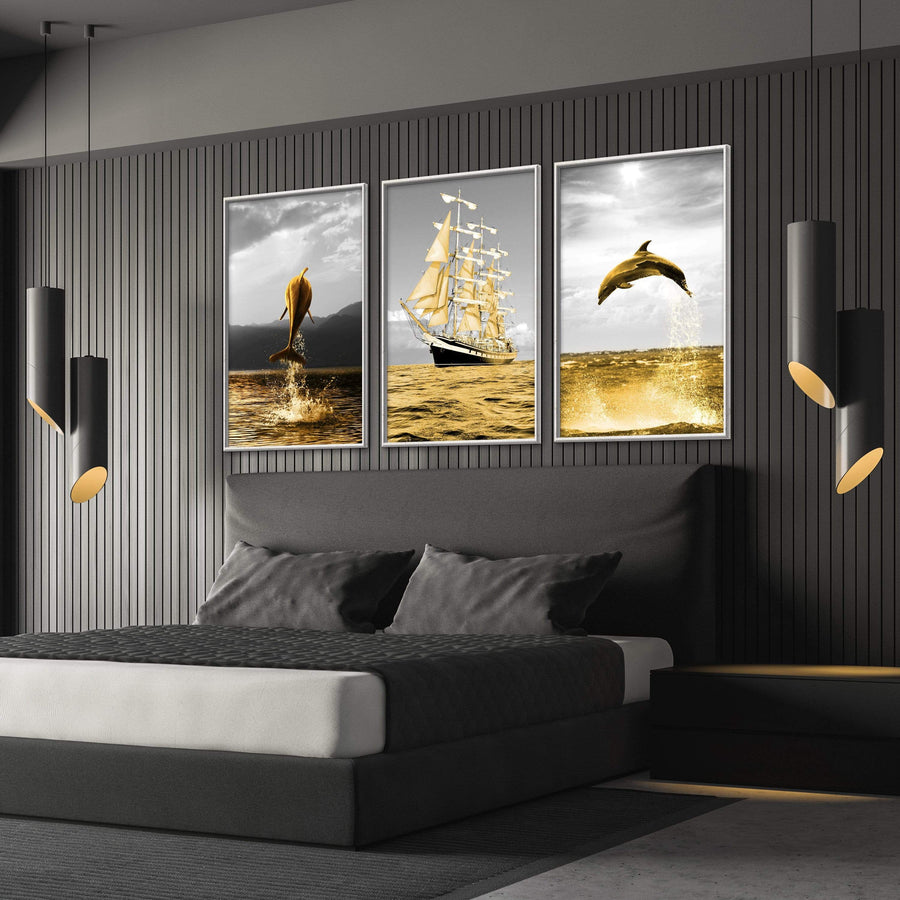 Shining Dolphin Canvas Art Clock Canvas