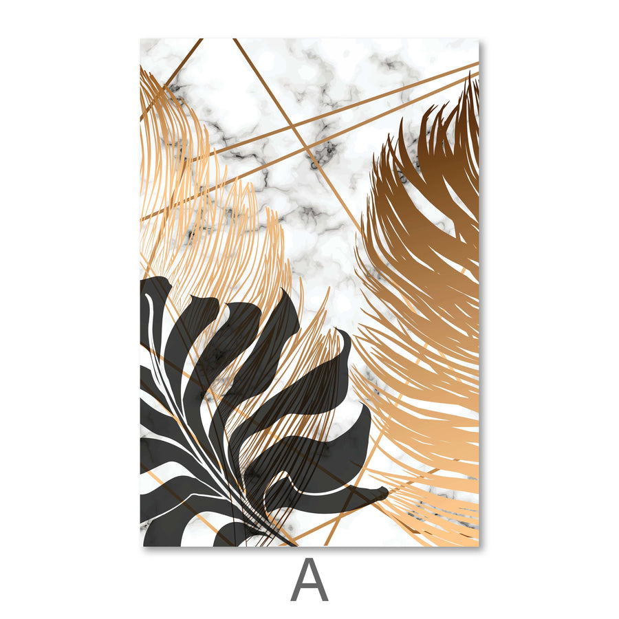 Shining Leaf Canvas Art A / 40 x 60cm / Unframed Canvas Print Clock Canvas