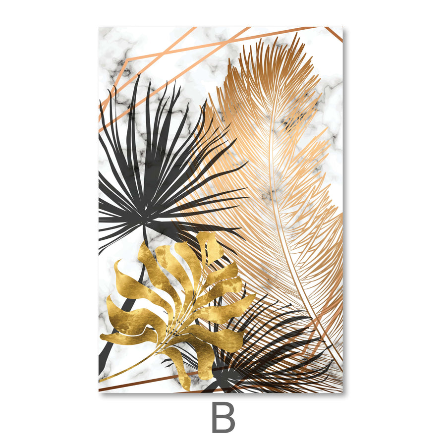 Shining Leaf Canvas Art B / 40 x 60cm / Unframed Canvas Print Clock Canvas