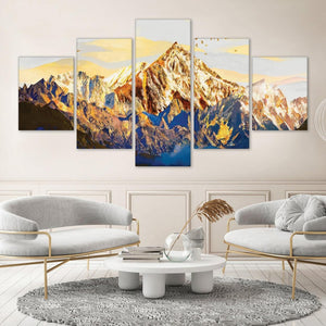 Shining Mountains Canvas - 5 Panel Art Clock Canvas