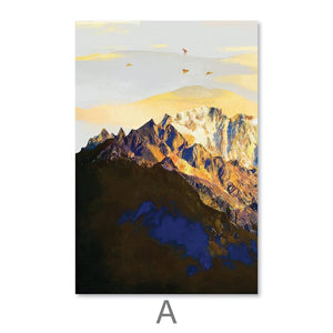 Shining Mountains Canvas Art A / 40 x 50cm / Unframed Canvas Print Clock Canvas