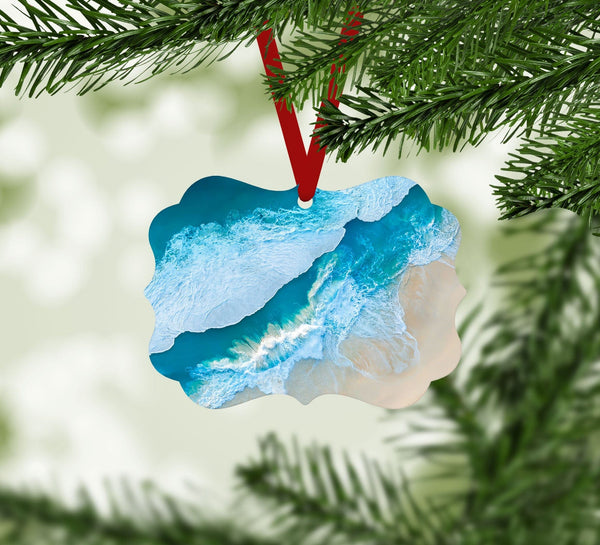 Shoreline Waves Ornament Christmas Ornament Victorian 10.8 x 8cm Clock Canvas