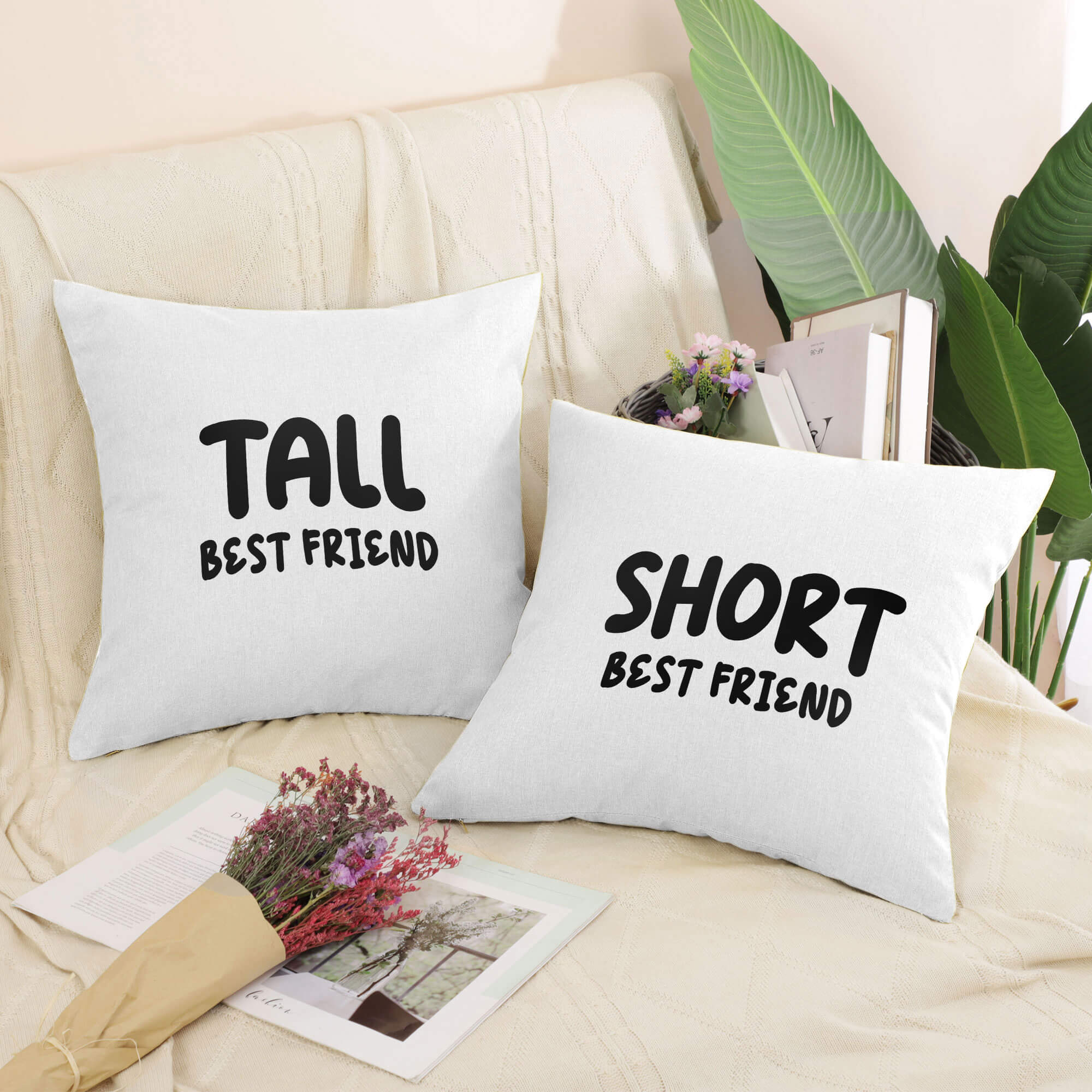 Short Best Friend Cushion Cushion Clock Canvas
