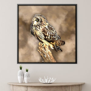 Short Eared Owl Canvas Art 30 x 30cm / Unframed Canvas Print Clock Canvas