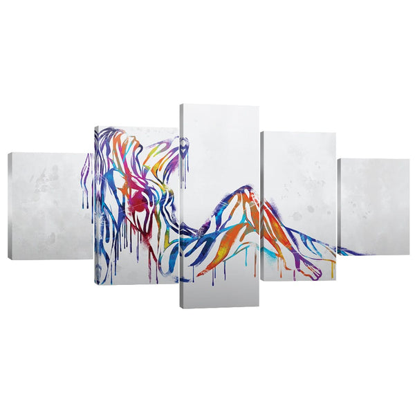 Silhouette of Color Canvas - 5 Panel Art Clock Canvas