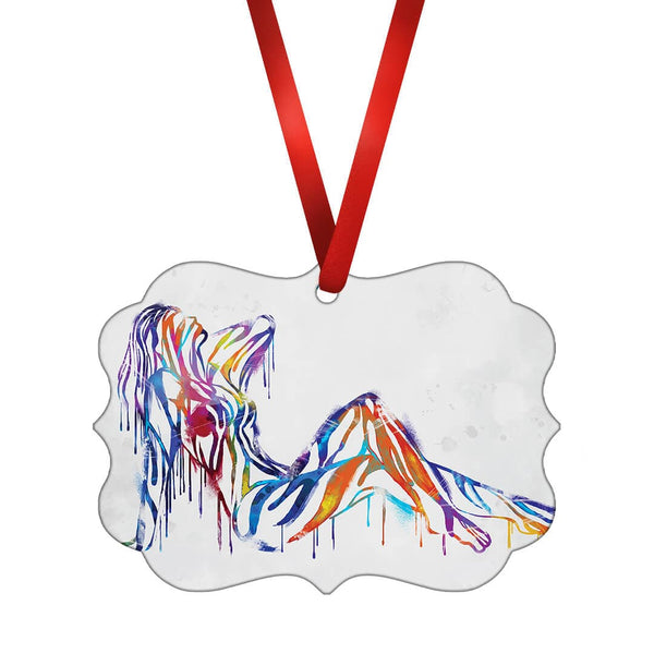 Silhouette of Color Ornament Christmas Ornament Victorian 10.8 x 8cm Clock Canvas