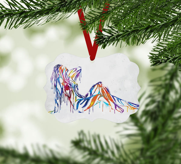 Silhouette of Color Ornament Christmas Ornament Victorian 10.8 x 8cm Clock Canvas