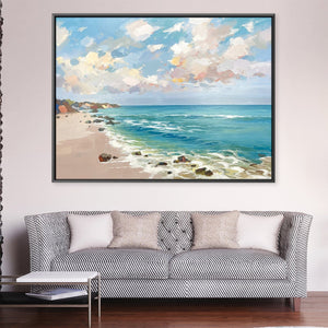 Simple Beaches Oil Painting Oil 45 x 30cm / Oil Painting Clock Canvas