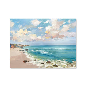 Simple Beaches Oil Painting Oil Clock Canvas