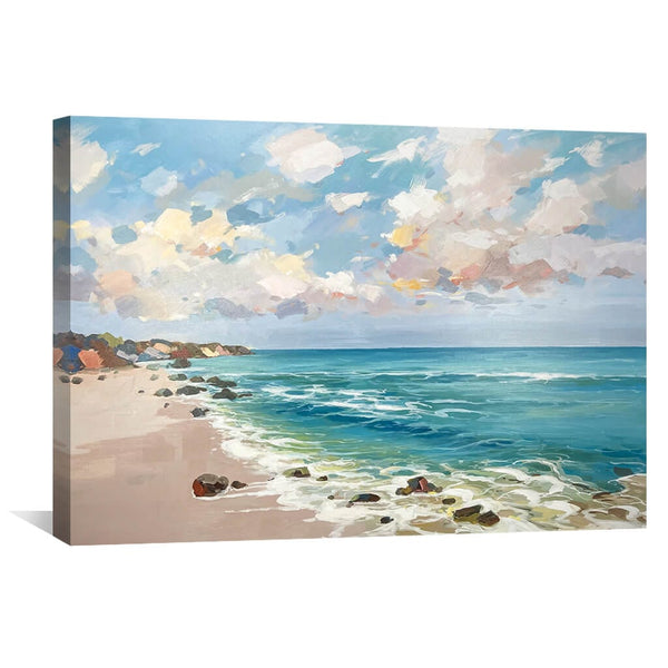 Simple Beaches Oil Painting Oil Clock Canvas