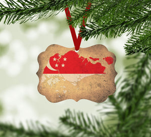 Singapore Ornament Christmas Ornament Victorian 10.8 x 8cm Clock Canvas