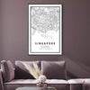 Singapore White Map Canvas Art Clock Canvas
