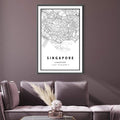 Singapore White Map Canvas Art Clock Canvas