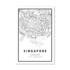 Singapore White Map Canvas Art Clock Canvas