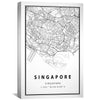 Singapore White Map Canvas Art Clock Canvas