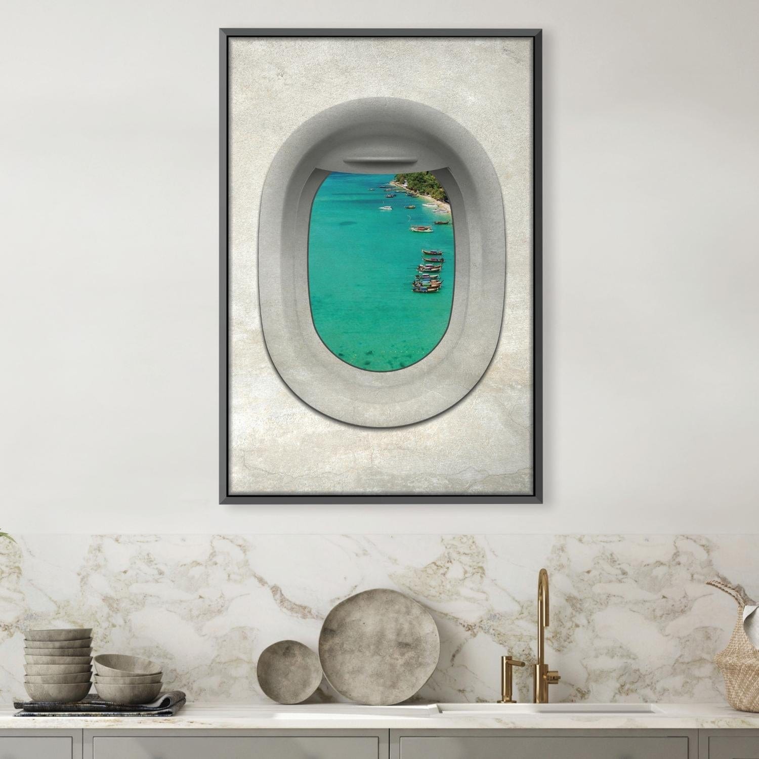 Single Plane View - Bali Canvas Art Clock Canvas
